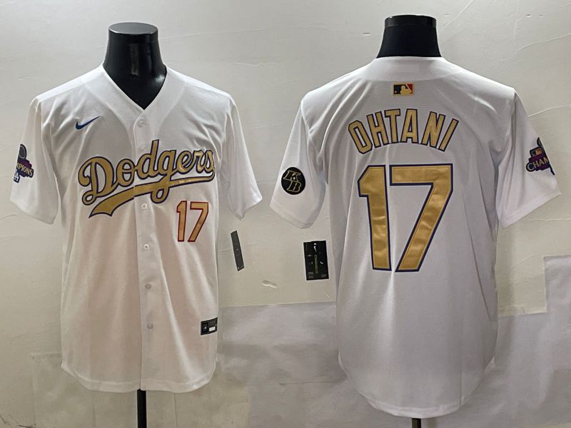 Men Los Angeles Dodgers #17 Ohtani White Gold Game Nike 2025 MLB Jersey style 27